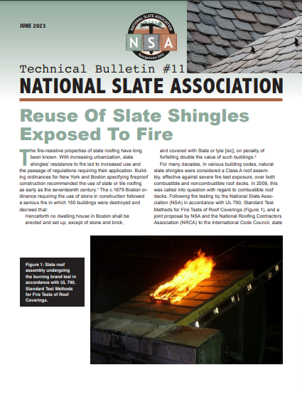 National Slate Association – Technical Bulletin #11