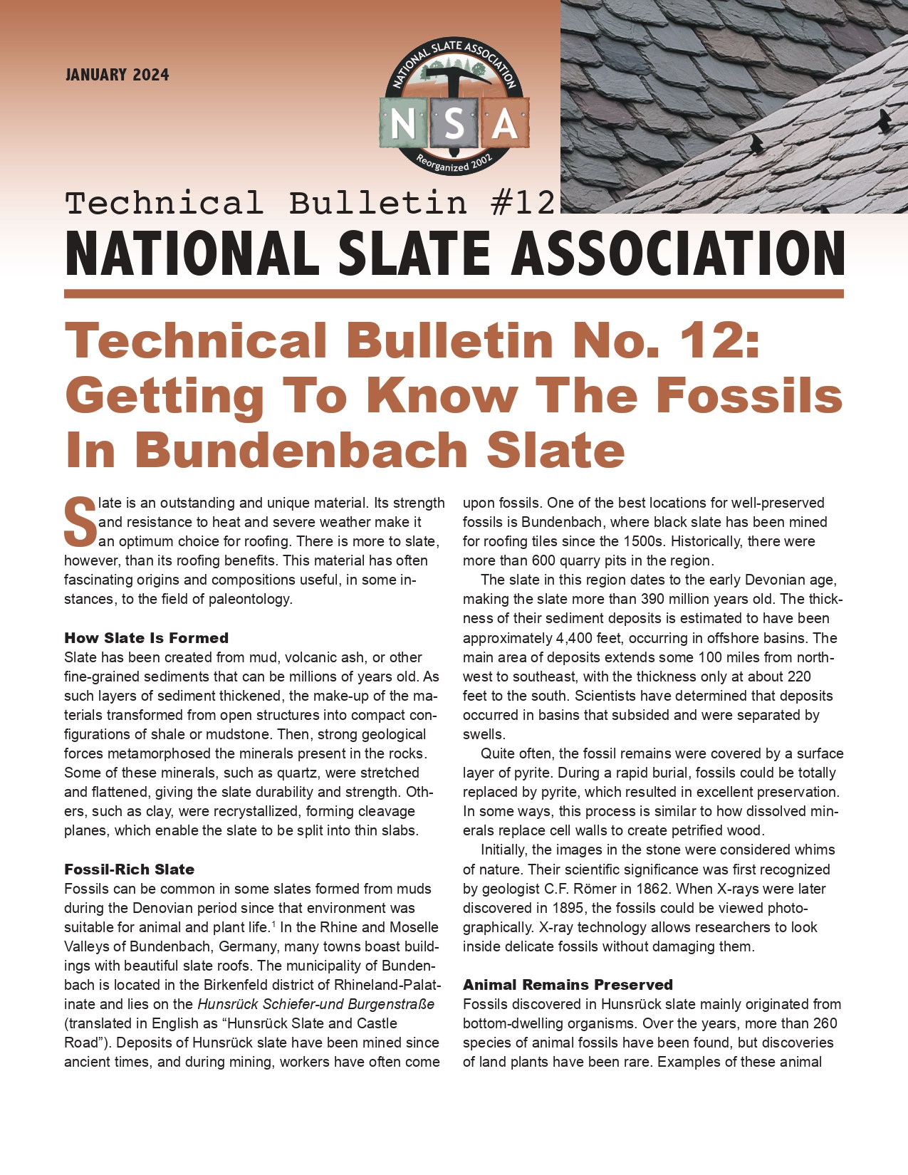 National Slate Association – Technical Bulletin #12