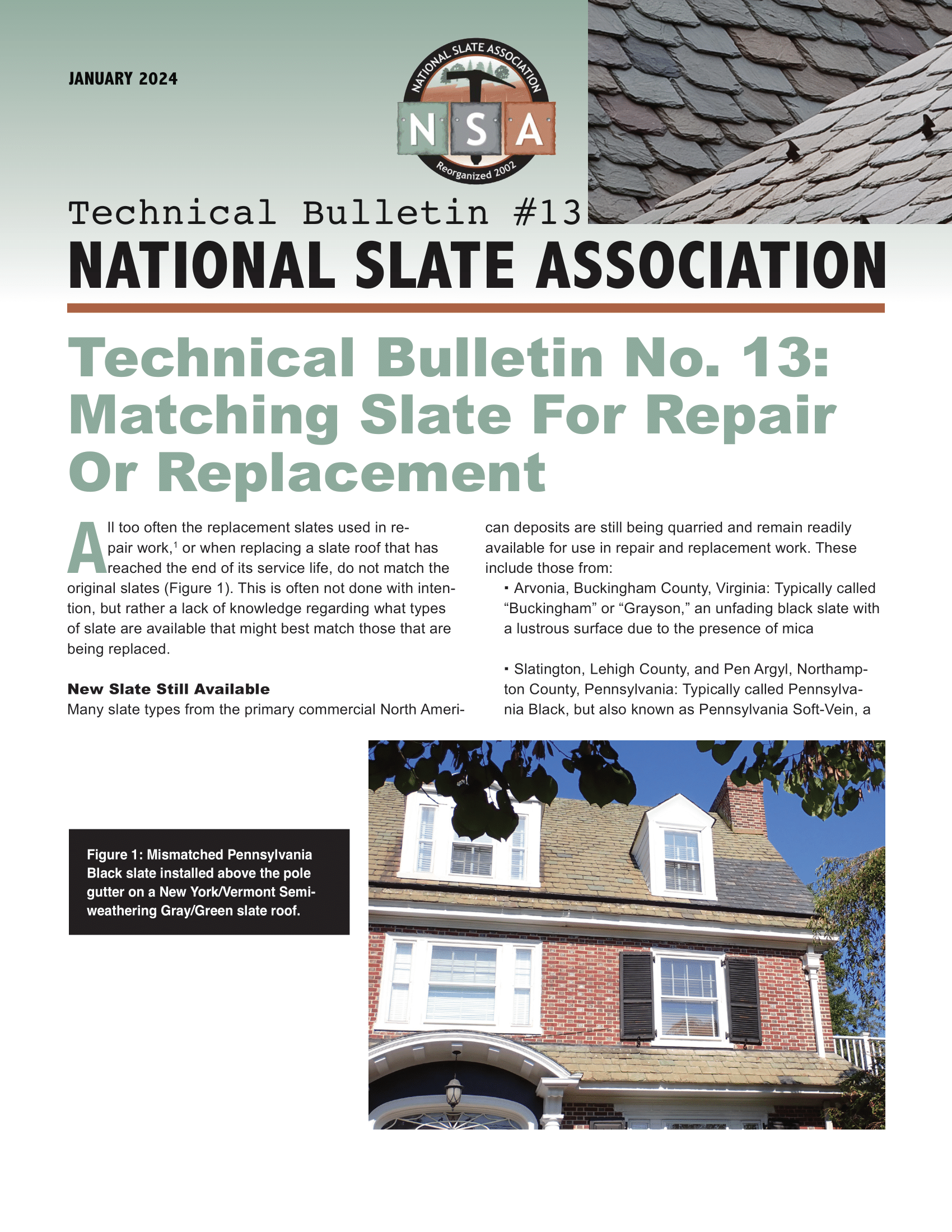 National Slate Association – Technical Bulletin #13